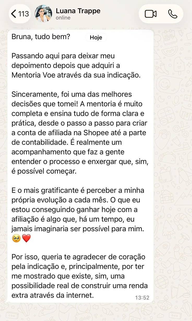 Depoimento de Luana Trappe